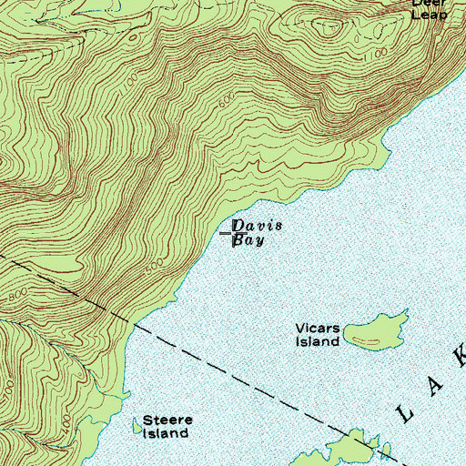 Topographic Map of Davis Bay, NY