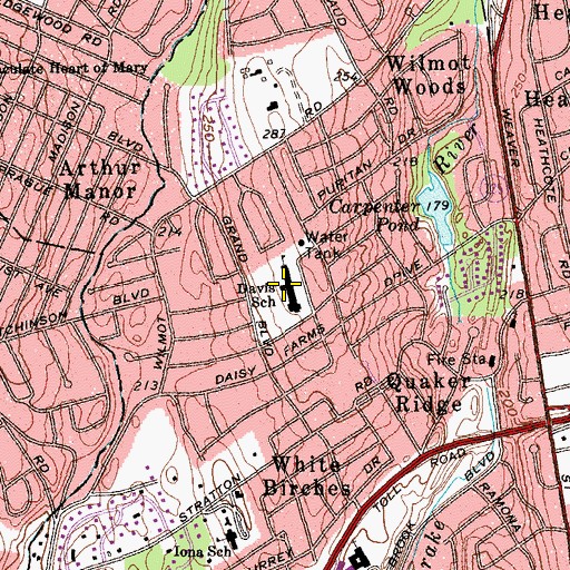 Topographic Map of George M Davis Elementary School, NY