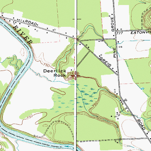 Topographic Map of Deerlick Rock, NY