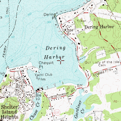 Topographic Map of Dering Harbor, NY