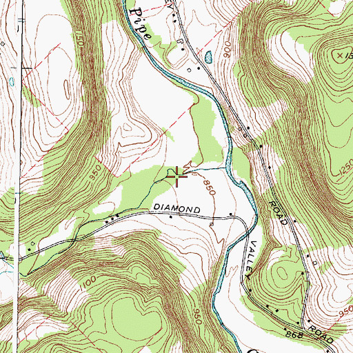 Topographic Map of Diamond Valley, NY