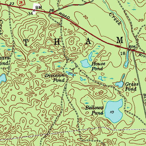 Topographic Map of Division Pond, NY