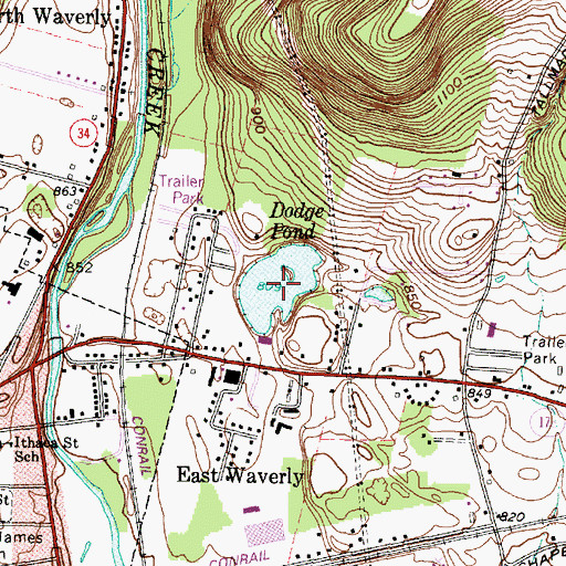 Topographic Map of Dodge Pond, NY