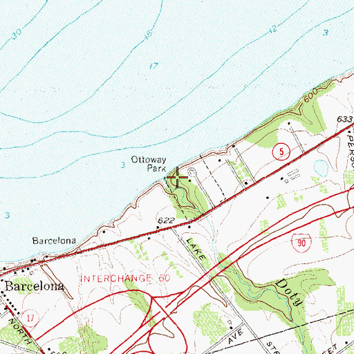 Topographic Map of Doty Creek, NY