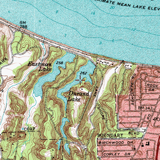 Topographic Map of Durand Lake, NY