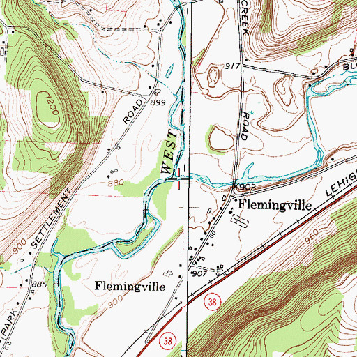 Topographic Map of East Branch Owego Creek, NY