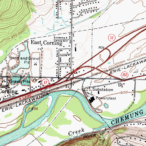 Topographic Map of East Corning, NY