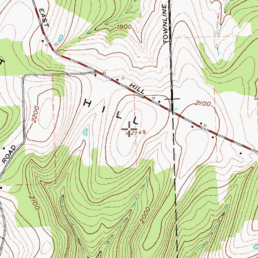 Topographic Map of East Hill, NY