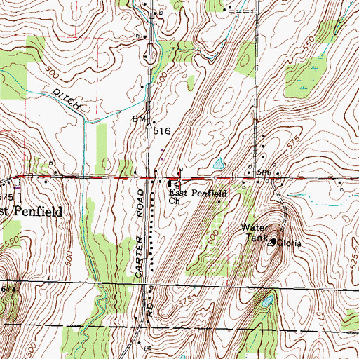 Topographic Map of East Penfield Church, NY