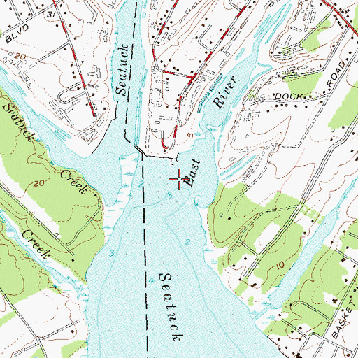 Topographic Map of East River, NY