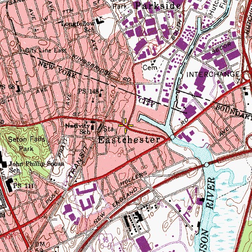 Topographic Map of Eastchester, NY