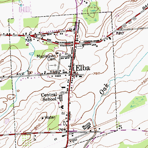 Topographic Map of Elba, NY