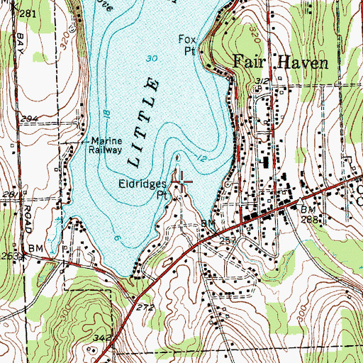 Topographic Map of Eldridges Point, NY