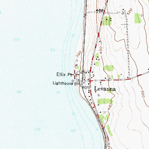 Topographic Map of Ellis Point, NY