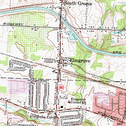 Topographic Map of Elmgrove, NY