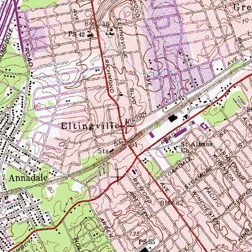 Topographic Map of Eltingville, NY