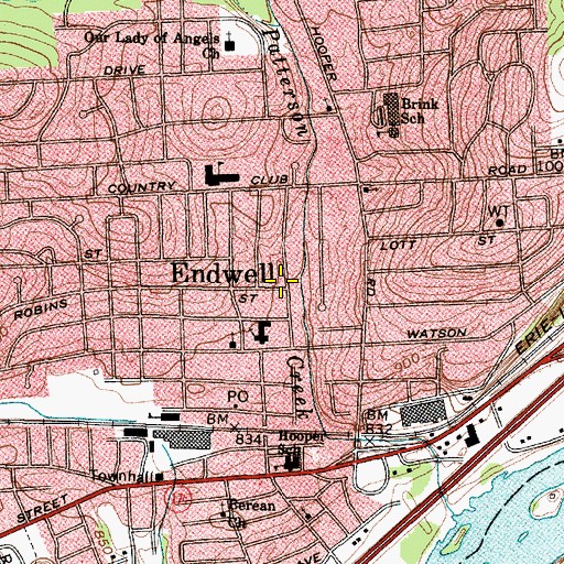 Topographic Map of Endwell, NY