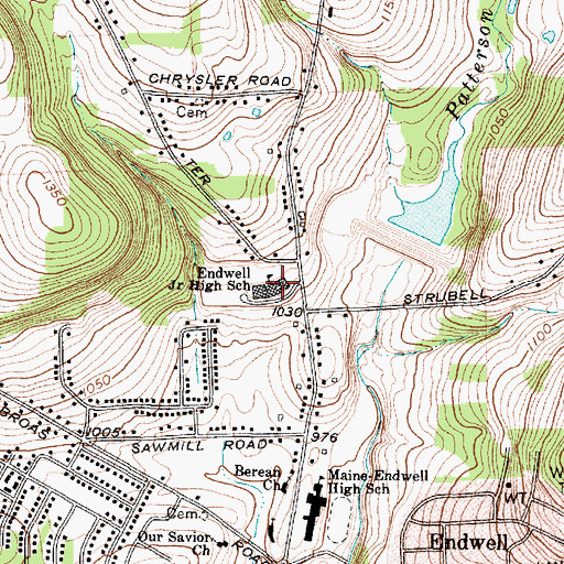 Topographic Map of Endwell Junior High School, NY