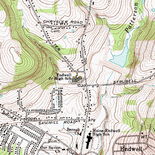 Topographic Map of Endwell Junior High School, NY