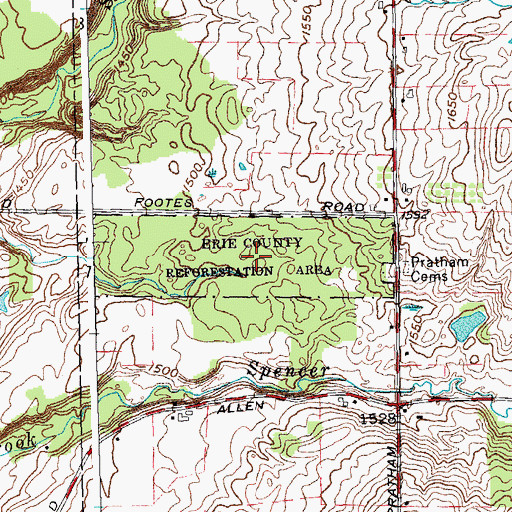 Topographic Map of Erie County Reforestation Area, NY
