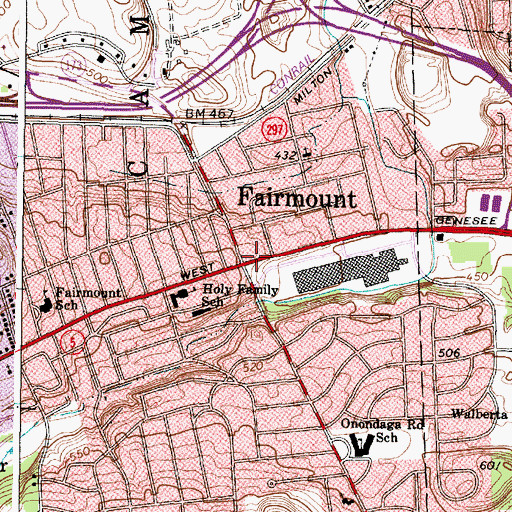Topographic Map of Fairmount, NY