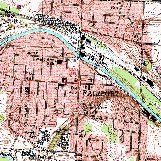 Topographic Map of Fairport, NY