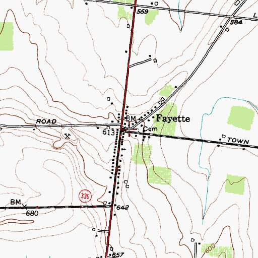 Topographic Map of Fayette, NY