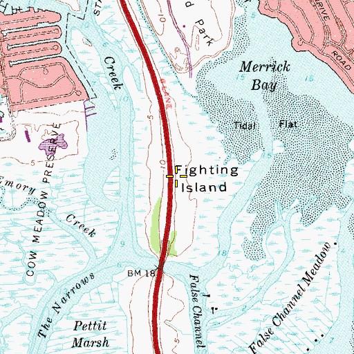 Topographic Map of Fighting Island, NY
