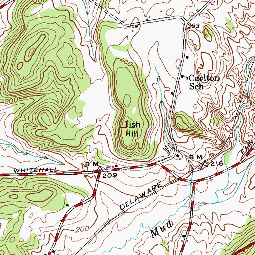 Topographic Map of Fish Hill, NY