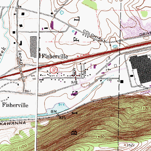Topographic Map of Fisherville, NY