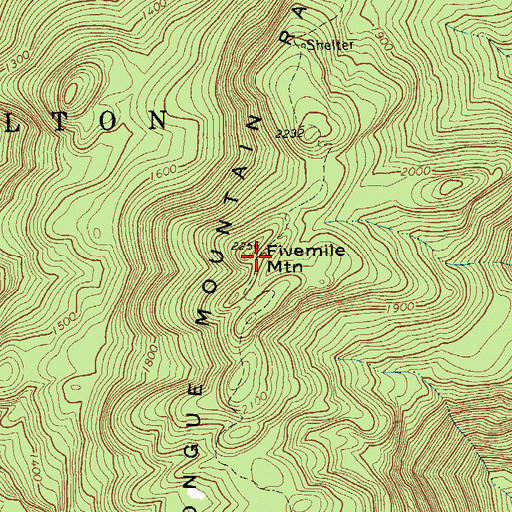 Topographic Map of Fivemile Mountain, NY