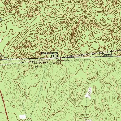 Topographic Map of Flanders Hill, NY