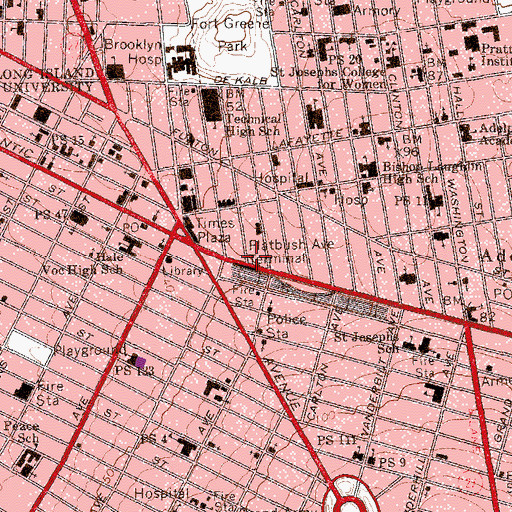 Topographic Map of Flatbush Avenue Terminal, NY