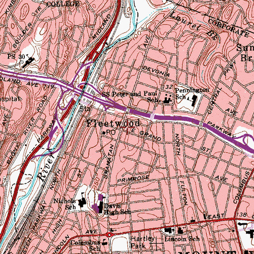 Topographic Map of Fleetwood, NY