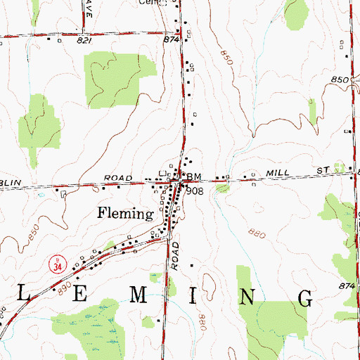 Topographic Map of Fleming, NY