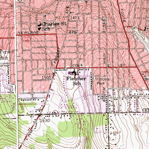 Topographic Map of Milton J Fletcher Elementary School, NY