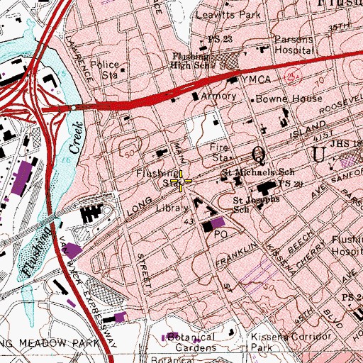 Topographic Map of Flushing Station, NY