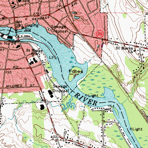 Topographic Map of Fobes Island, NY