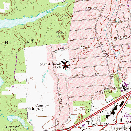 Topographic Map of Forest Brook Elementary School, NY