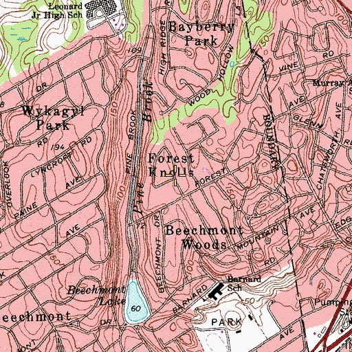 Topographic Map of Forest Knolls, NY