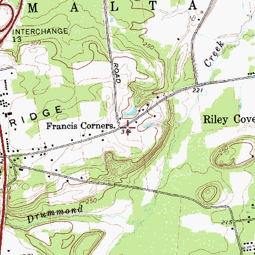 Topographic Map of Francis Corners, NY