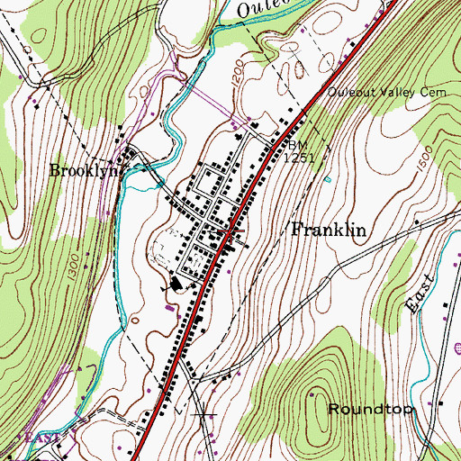 Topographic Map of Franklin, NY