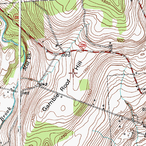 Topographic Map of Gamble Roof Hill, NY