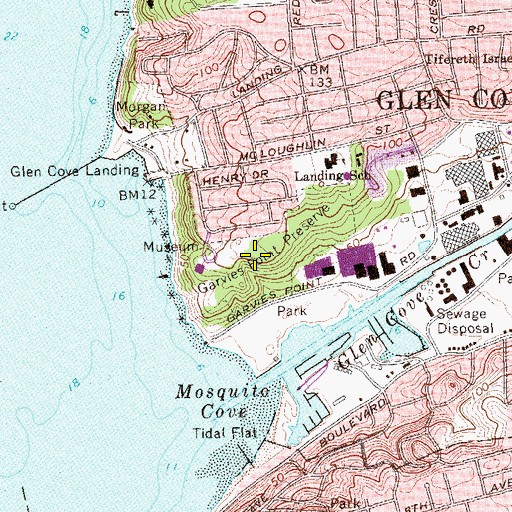 Topographic Map of Garvies Point Preserve, NY
