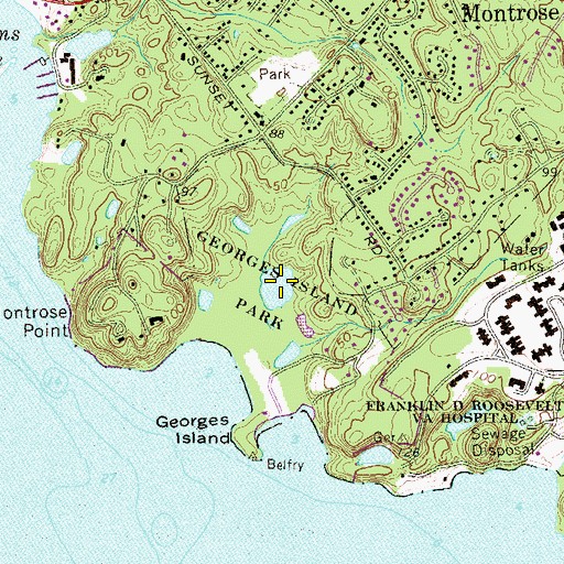 Topographic Map of Georges Island Park, NY