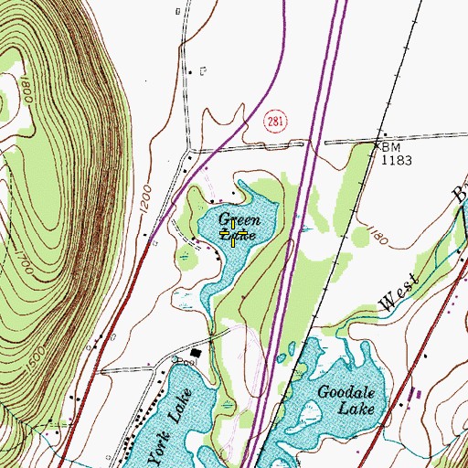 Topographic Map of Green Lake, NY