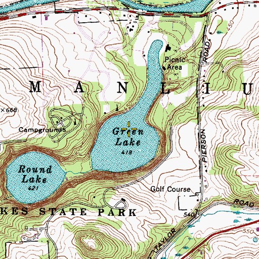 Topographic Map of Green Lake, NY