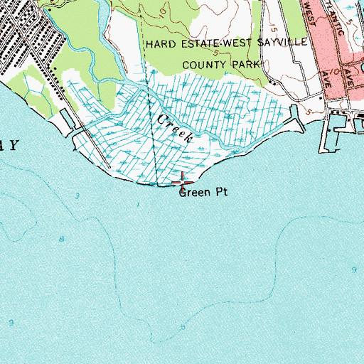 Topographic Map of Green Point, NY