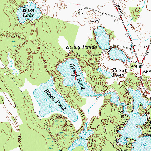 Topographic Map of Green Pond, NY