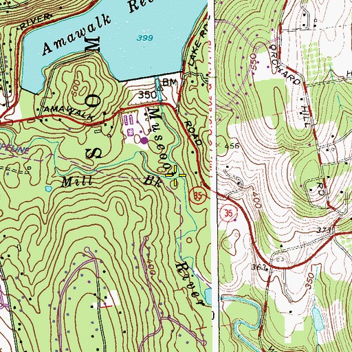 Topographic Map of Hallocks Mill Brook, NY